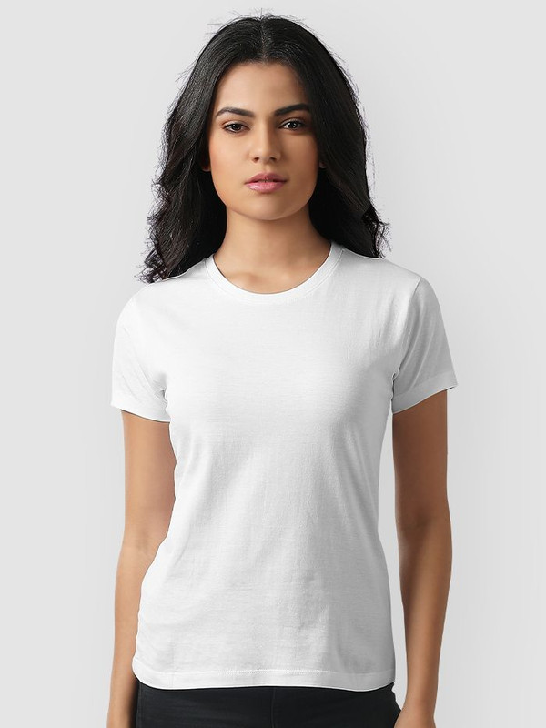 Pure Cotton Solid Round Neck Tshirt For Women - Selfi Creation